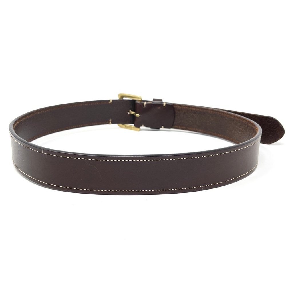 Coach Brown Leather Brass Buckle Classic Dress Fashion Italian Belt Stitching 30 - Picture 6 of 12